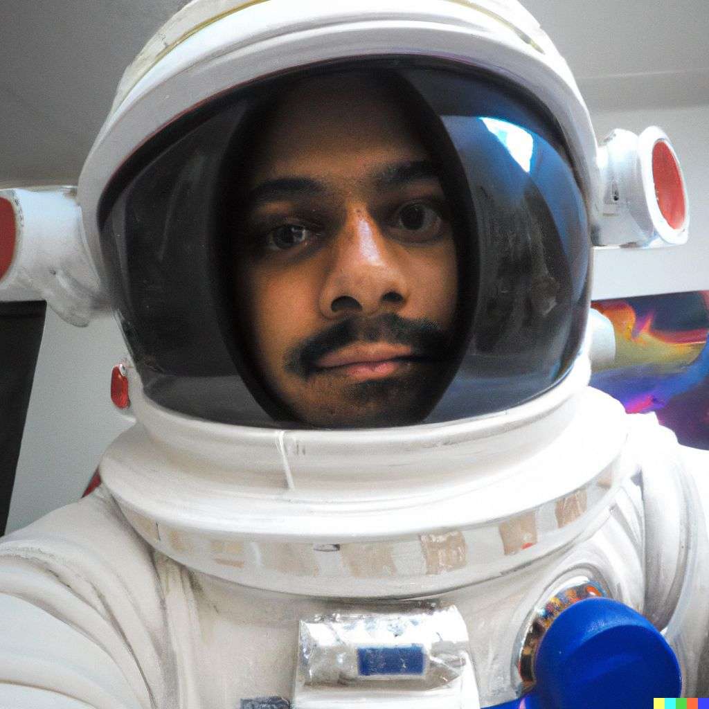 an astronaut, photograph taken on a GoPro